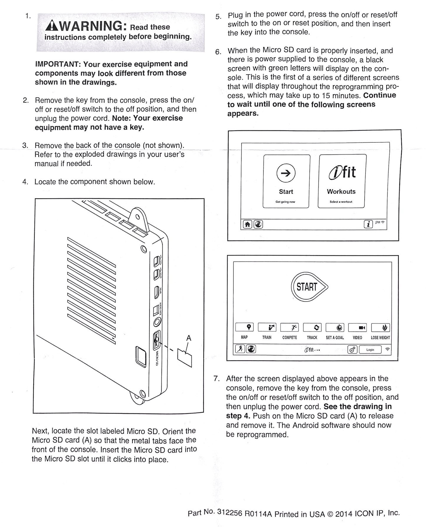 Icon Fitness SD Card Instructions for Reprogramming the Android ...