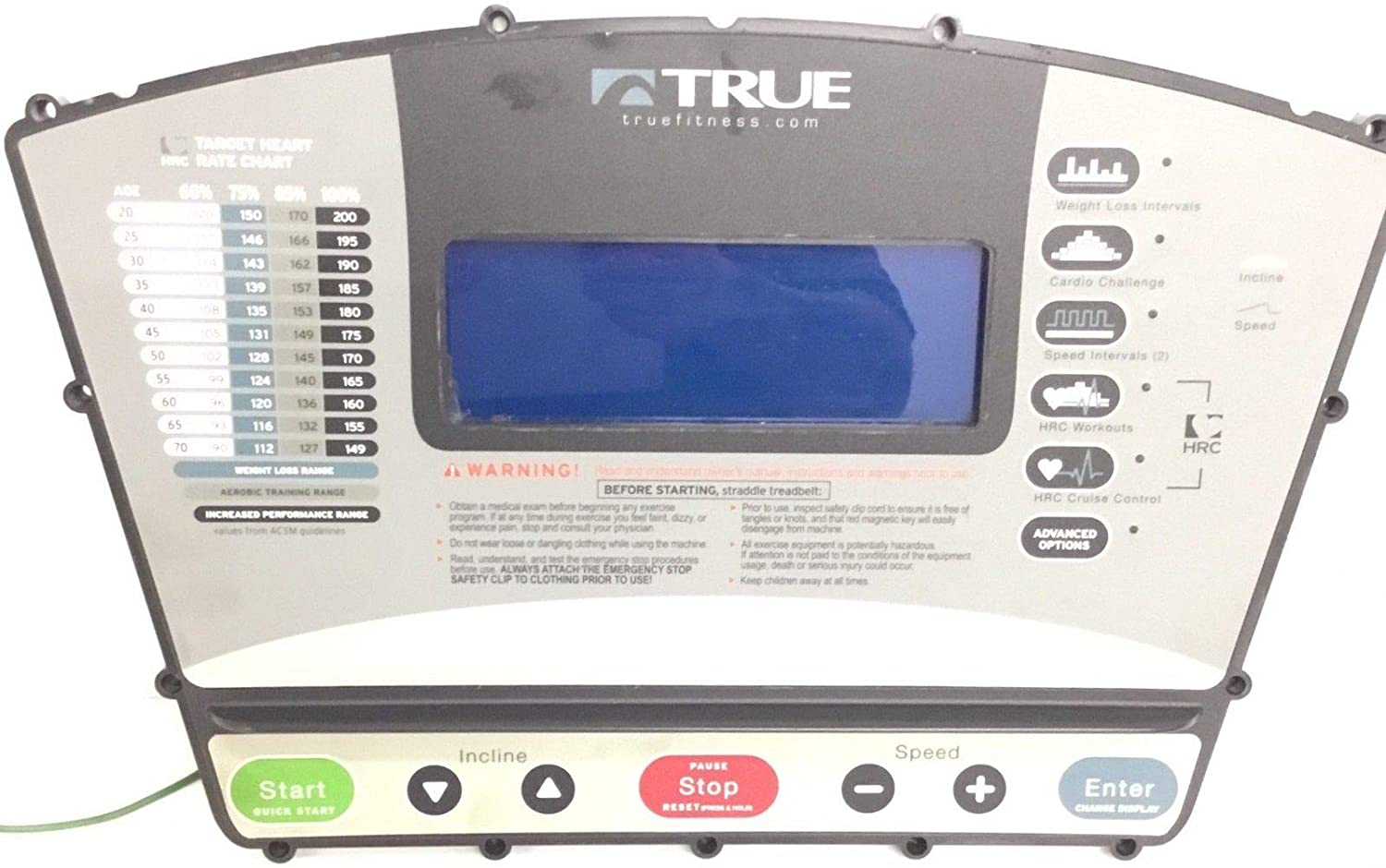 True Fitness Display Console Panel ASR-DGH7T-1E Works PS900 Treadmill (Used)