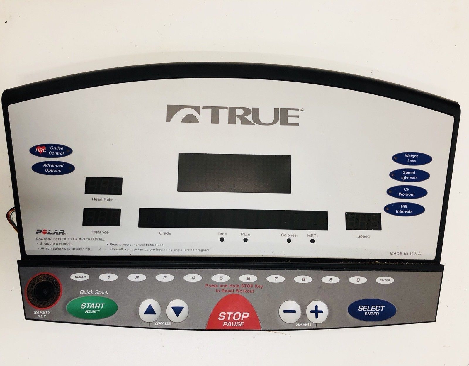 True Fitness Z9 TTZ900LC Treadmill Display Console Control Panel Overlay + Board (Used)