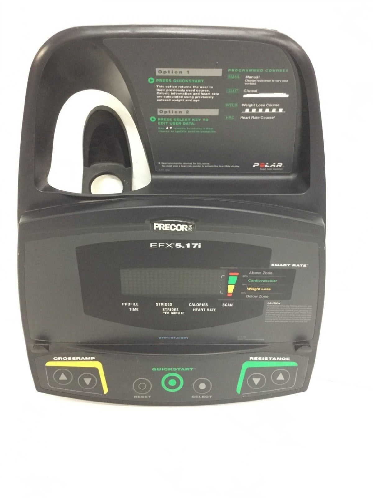 Precor EFX 5.17i Elliptical Display Console w Backshell Assembly 47798-101 or 43179-104 (Used)