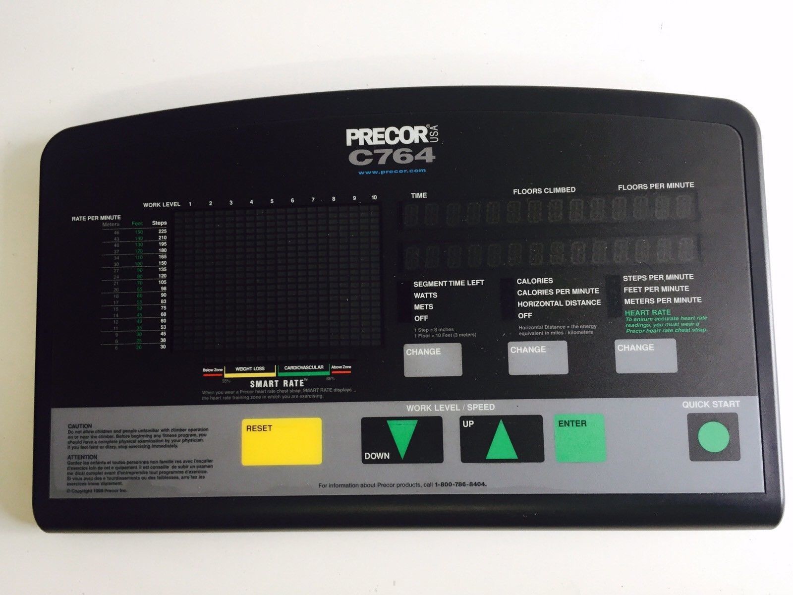 Precor C764 764 Stepper Climber Step Machine Display Console Board + Overlay 57014-110 (Used)