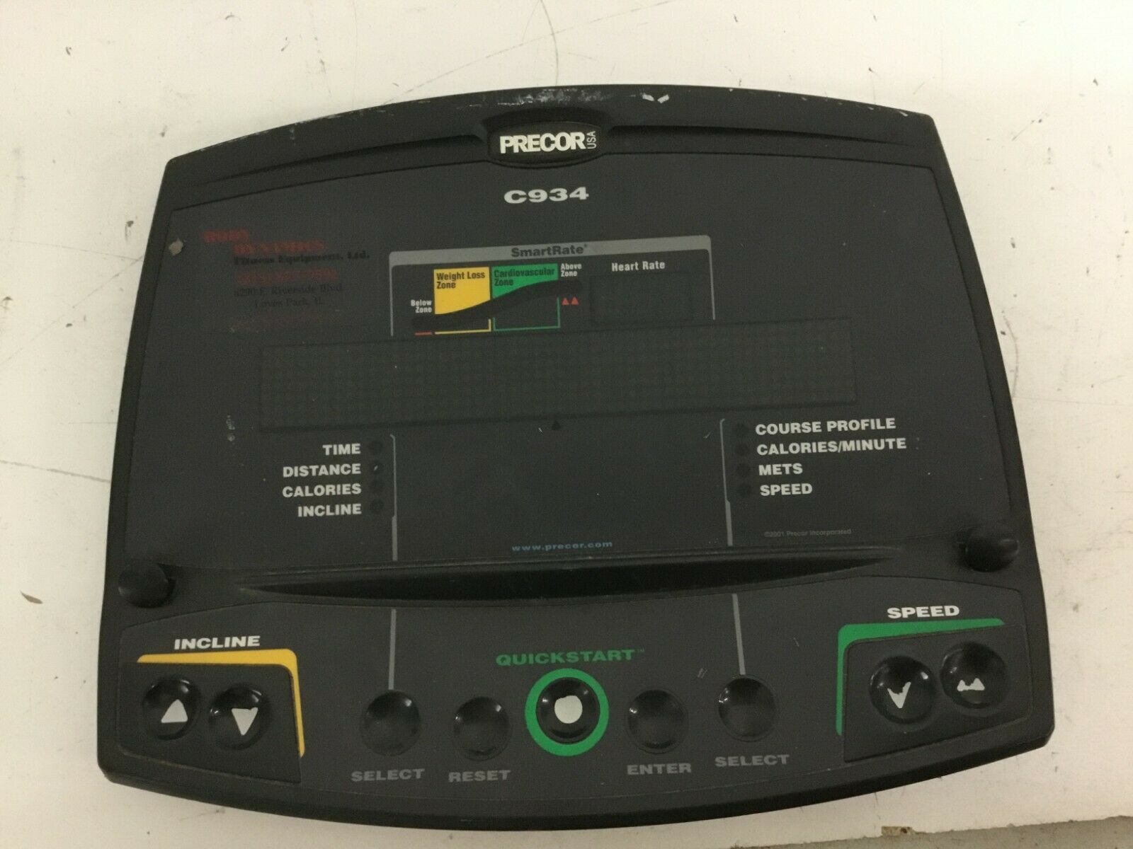 Precor 9.3x C934 C534SP Treadmill Display Console Panel 39024-505 or 44040-101 (Used)