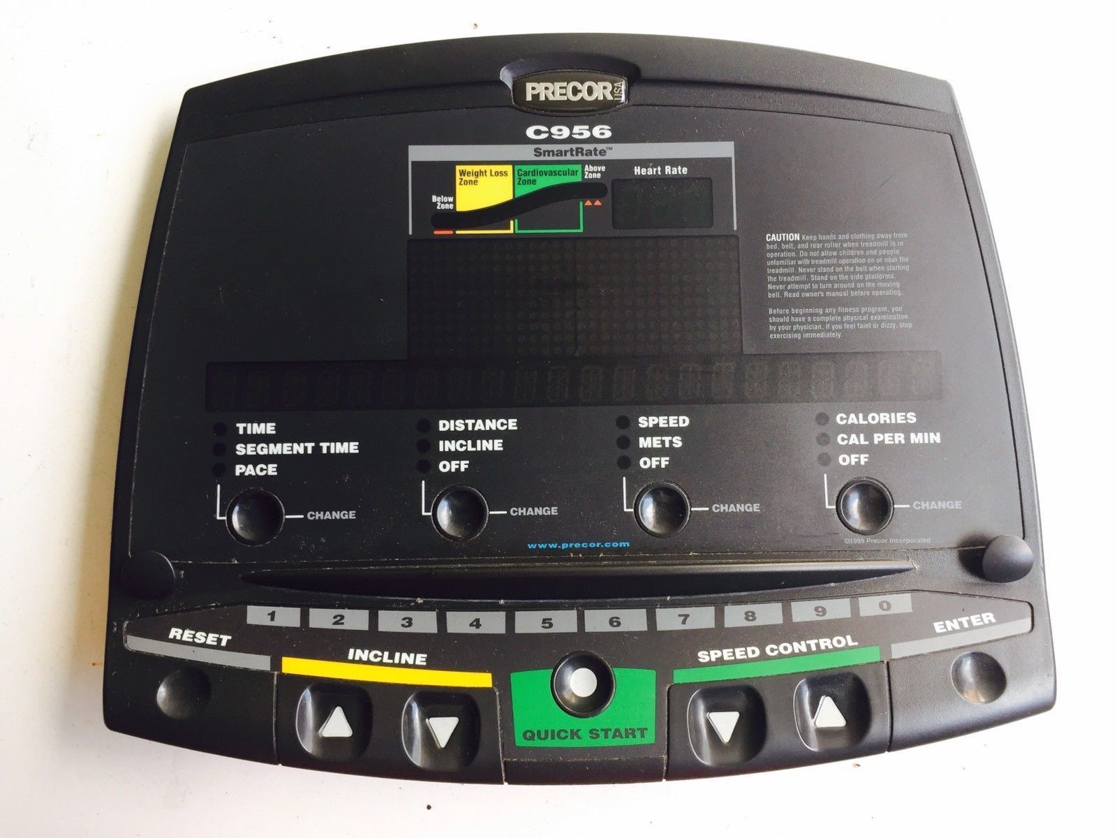 Precor C956 956 Treadmill Display Console Panel Overlay + Electronic Board (Used)