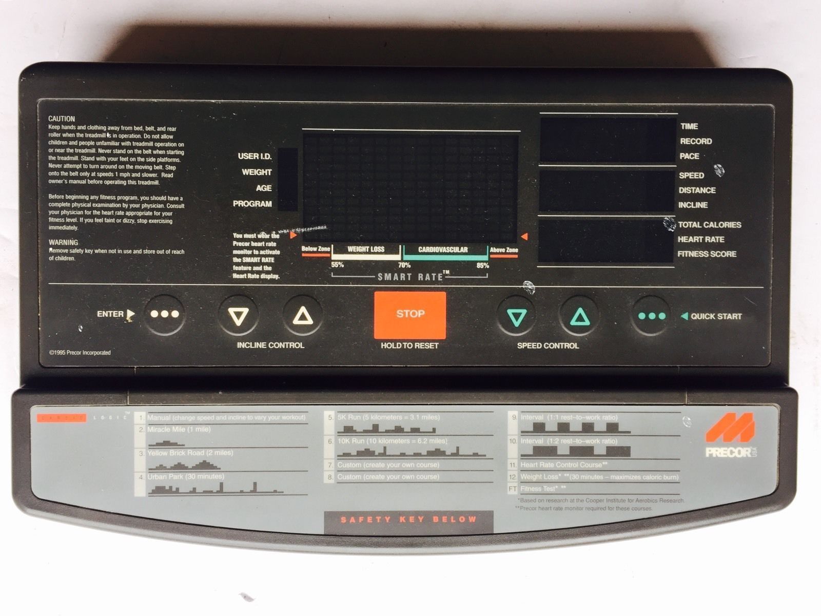 Precor Treadmill Display Console 9.25 (F7) Treadmill Display Console 50971-106 or 36460-102 (Used)