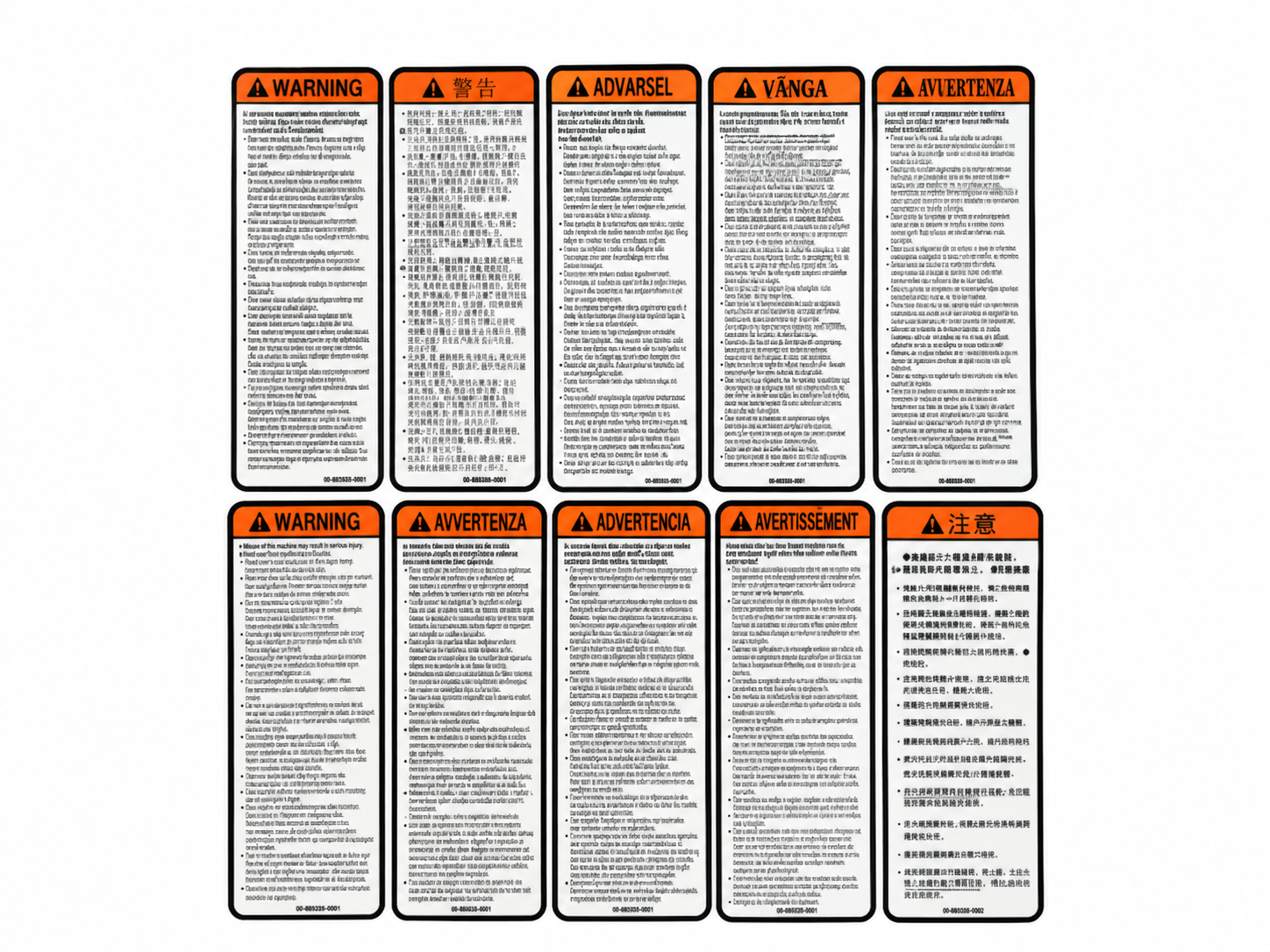 Warning Label Set, GM114, multiple la