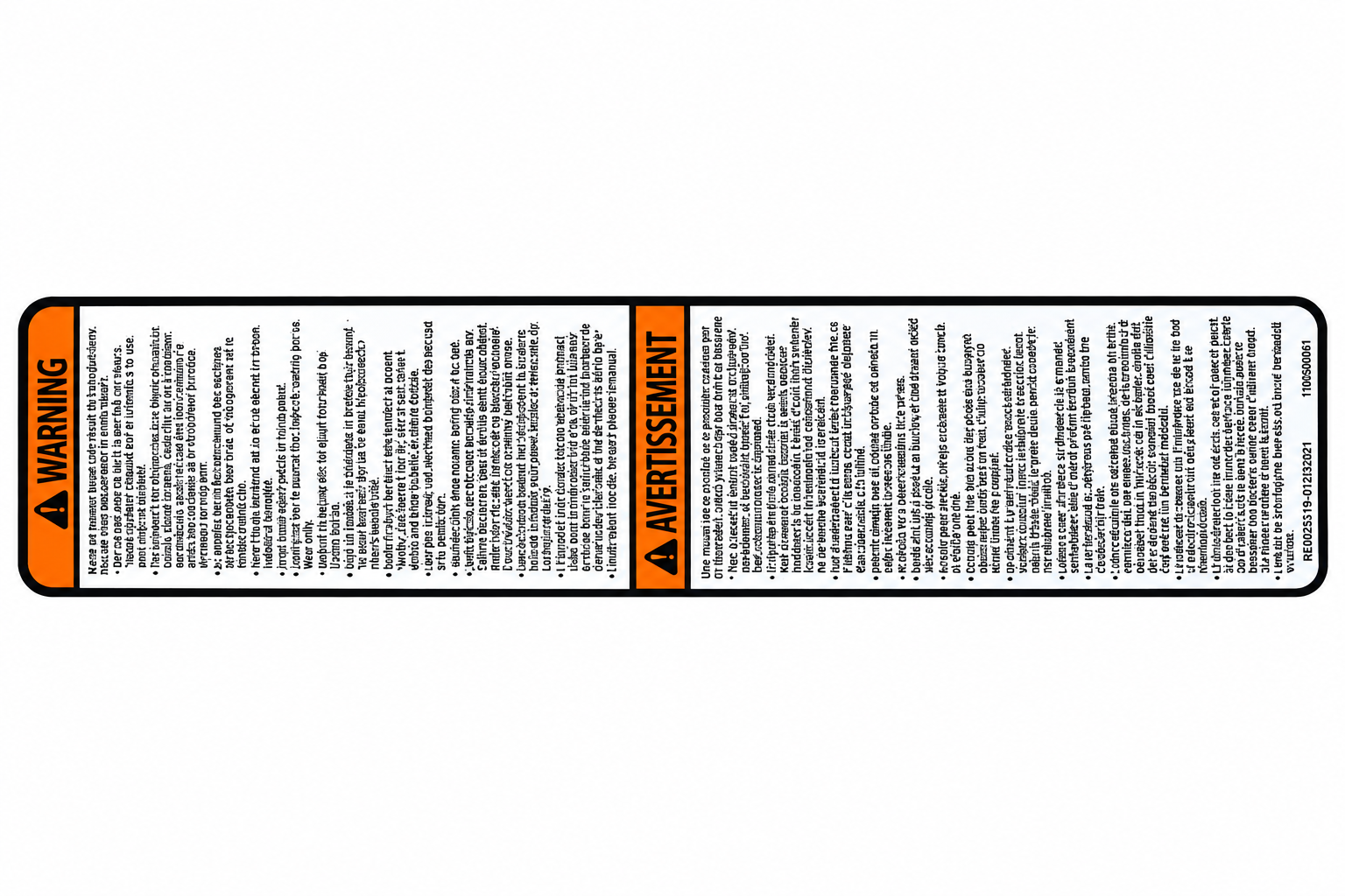 Warning Label, Frame, PC, English/French